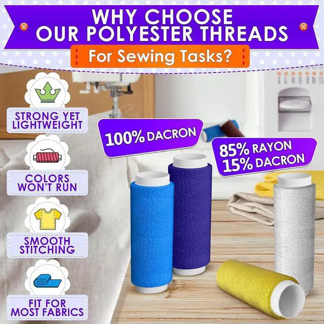 Alt view image 3 of 7 - Sewing Machine Thread Set - 39 Colors Polyester Thread for Sewing Machine & Hand Embroidery, 140 Yards Per Spool, Bright Colors that Won't Fade - Ensures Smooth Stitching with Most Fabrics