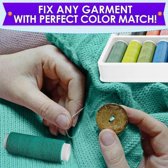 Alt view image 5 of 7 - Sewing Machine Thread Set - 39 Colors Polyester Thread for Sewing Machine & Hand Embroidery, 140 Yards Per Spool, Bright Colors that Won't Fade - Ensures Smooth Stitching with Most Fabrics