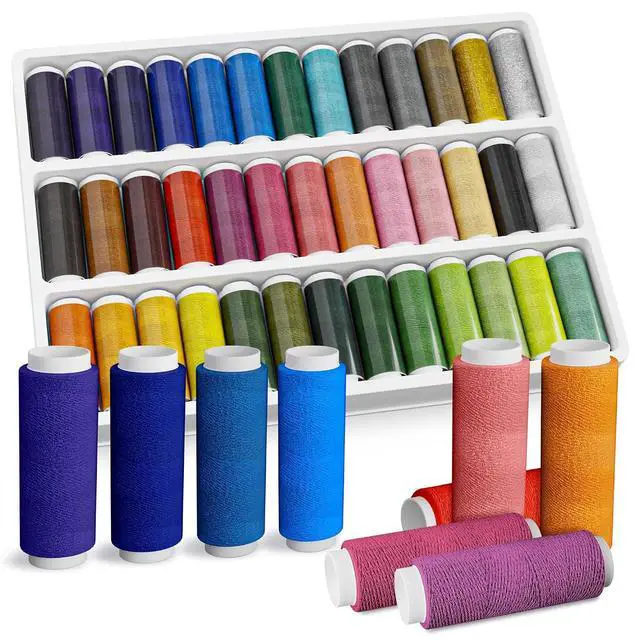 Main image of Sewing Machine Thread Set - 39 Colors Polyester Thread for Sewing Machine & Hand Embroidery, 140 Yards Per Spool, Bright Colors that Won't Fade - Ensures Smooth Stitching with Most Fabrics