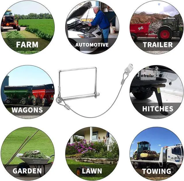 Alt view image 6 of 6 - 2 Pack 5/16"x4"Trailer Coupler Pin with Anti-Loss Cable, Square Wire Lock Pin for Trailer Hitch Latch, Utility Trailer, Boat Trailer, Lawn Tractor, Secure Towing Accessories