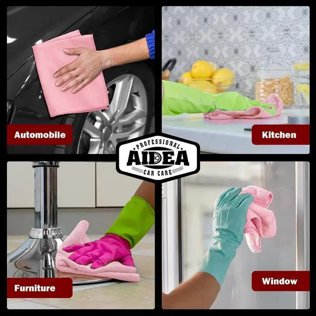 Alt view image 5 of 7 - AIDEA Microfiber Cleaning Cloth Pink 10PK, Microfiber Towels 12×12" | Premium Car Cloths, Dusting Cloth Cleaning Rags, Cleaning Towels for SUVs, House, Kitchen, Workshops, Pink Car Accessories