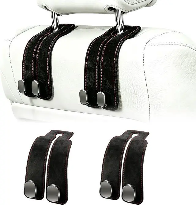 Main image of Amelity Car Headrest Hooks, Purse Hook for Car 2 Pack Black | Universal Car Interior Accessories for Women, Available in 2/4 Pack, Storage Hanger Holds Purses, Backpacks, Grocery Bags