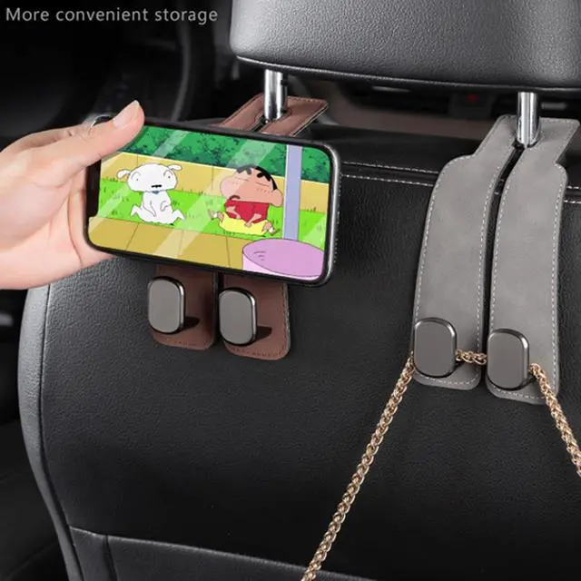 Alt view image 5 of 6 - Amelity Car Headrest Hooks, Purse Hook for Car 2 Pack Black | Universal Car Interior Accessories for Women, Available in 2/4 Pack, Storage Hanger Holds Purses, Backpacks, Grocery Bags