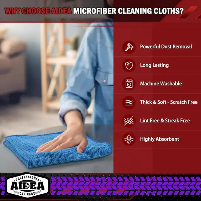 Alt view image 3 of 7 - AIDEA Microfiber Cleaning Cloth 10PK, Microfiber Towels for Cars 12"×12" | Car Wipes, Dusting Cloth Cleaning Rags, Cleaning Towels for SUVs, House, Kitchen, Window, Workshops, Cleaning Supplies