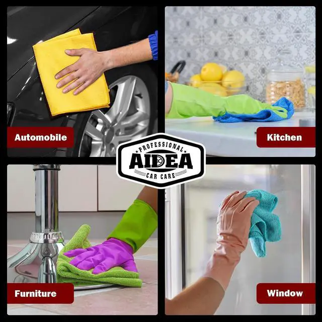 Alt view image 5 of 7 - AIDEA Microfiber Cleaning Cloth 10PK, Microfiber Towels for Cars 12"×12" | Car Wipes, Dusting Cloth Cleaning Rags, Cleaning Towels for SUVs, House, Kitchen, Window, Workshops, Cleaning Supplies