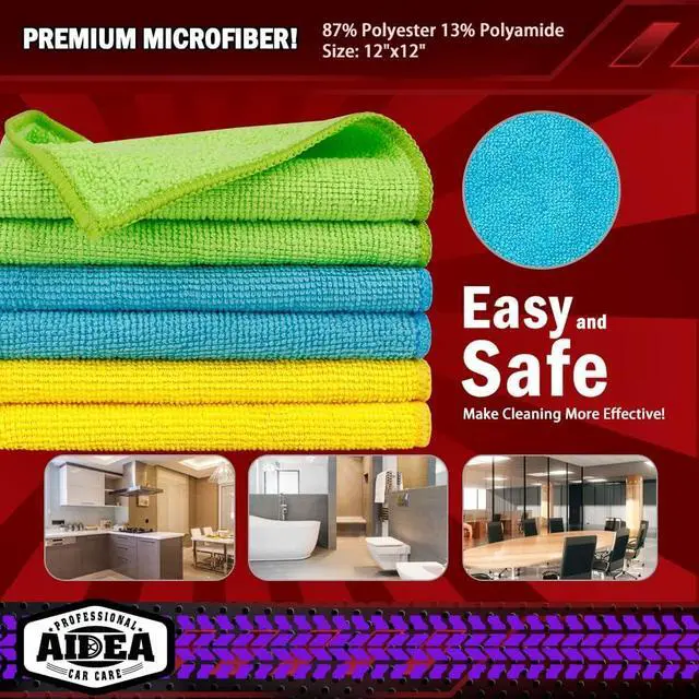 Alt view image 7 of 7 - AIDEA Microfiber Cleaning Cloth 10PK, Microfiber Towels for Cars 12"×12" | Car Wipes, Dusting Cloth Cleaning Rags, Cleaning Towels for SUVs, House, Kitchen, Window, Workshops, Cleaning Supplies