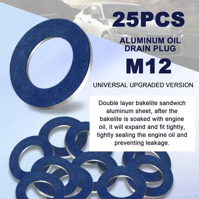 Alt view image 2 of 6 - DCWecher 25-Pack 90430-12031 M12 Oil Drain Plug Gasket, M12 Crush Washer | Aluminum Washer for Selected Toyota Lexus Scion Oil Pan Drain Plug, Replaces 9043012031, for Oil Change and Garage Repair