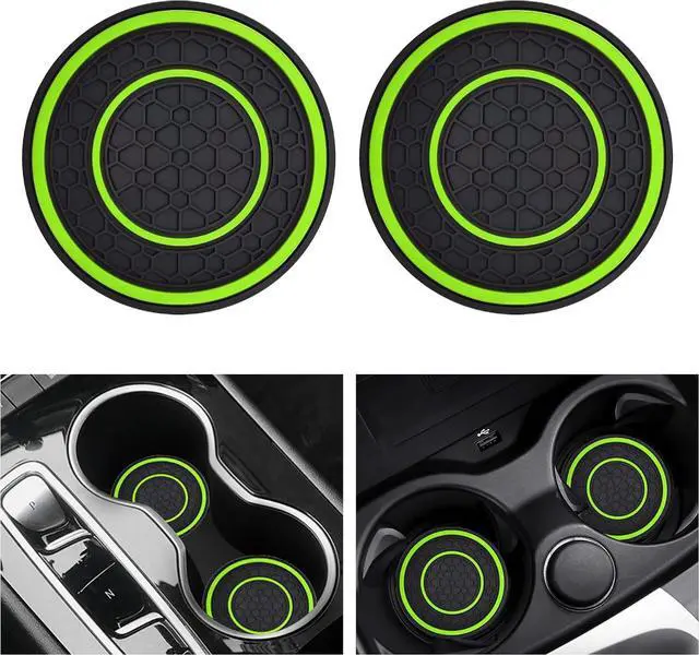 Main image of 2 PCS Car Cup Holder Coaster,Car Coasters Cup Mats,2.75 Inch Universal Car Cup Coasters,Non-Slip Anti Dust Mats Cup Holder Insert Coaster, Suitable for Most Car Interior (Green)