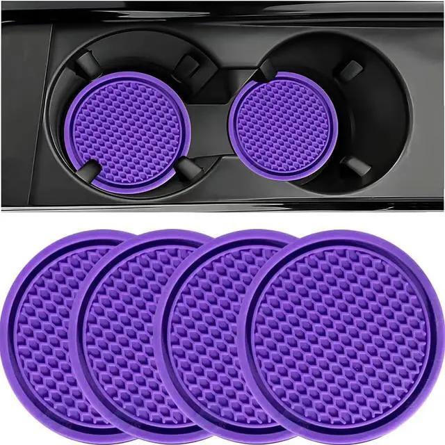 Main image of ZSDY Car Cup Coaster, 4PCS Universal Auto Non-Slip Cup Holder Embedded in Ornaments Coaster, Car Interior Accessories Sets, Purple