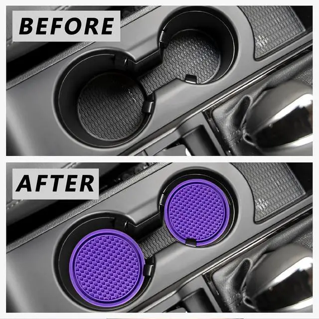 Alt view image 2 of 2 - ZSDY Car Cup Coaster, 4PCS Universal Auto Non-Slip Cup Holder Embedded in Ornaments Coaster, Car Interior Accessories Sets, Purple