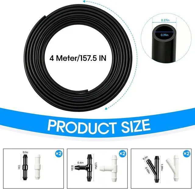Alt view image 2 of 7 - 13Ft Windshield Washer Hose Repair Kit with 12 Connectors | Premium Universal Wiper Fluid Hose Replacement, Sturdy Durable Tube for Car, Truck, SUV