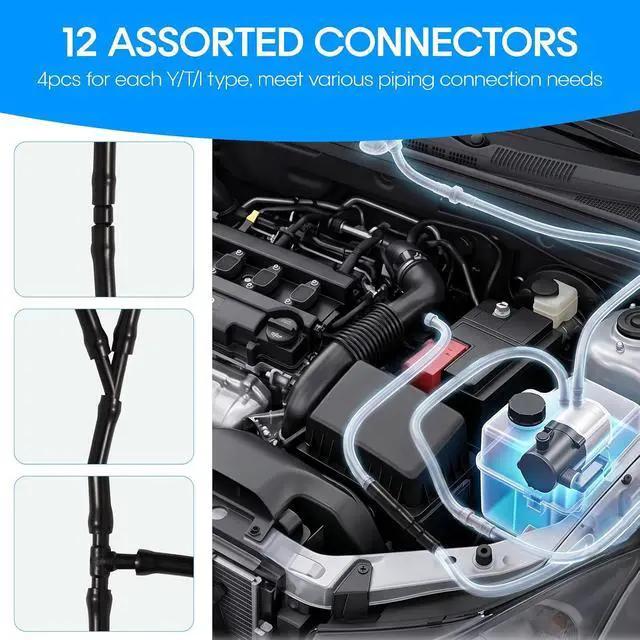 Alt view image 4 of 7 - 13Ft Windshield Washer Hose Repair Kit with 12 Connectors | Premium Universal Wiper Fluid Hose Replacement, Sturdy Durable Tube for Car, Truck, SUV