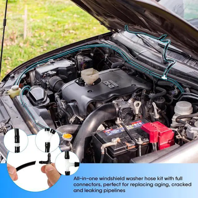 Alt view image 5 of 7 - 13Ft Windshield Washer Hose Repair Kit with 12 Connectors | Premium Universal Wiper Fluid Hose Replacement, Sturdy Durable Tube for Car, Truck, SUV