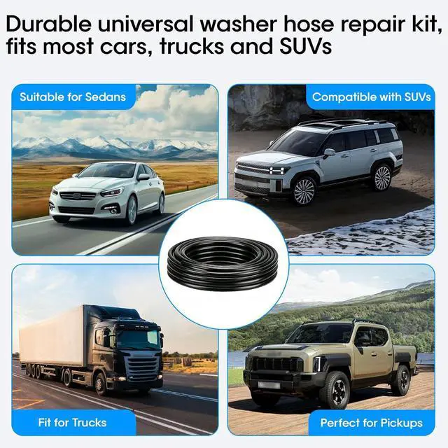Alt view image 7 of 7 - 13Ft Windshield Washer Hose Repair Kit with 12 Connectors | Premium Universal Wiper Fluid Hose Replacement, Sturdy Durable Tube for Car, Truck, SUV