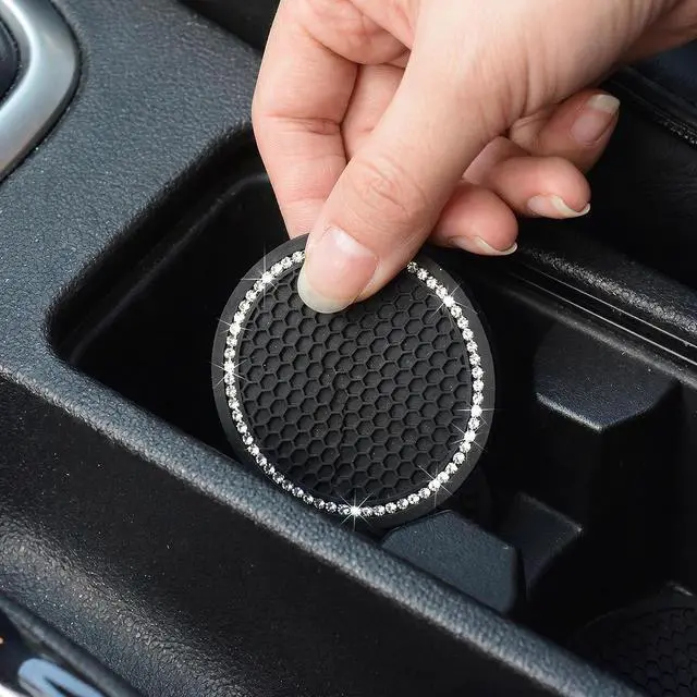 Alt view image 2 of 6 - Car Cup Holder Coasters, Bling Cup Holder Insert Coaster Car Interior Accessories-2.75 inch Silicone Anti Slip Car Coaster-Universal (Pack of 2) DBlosp