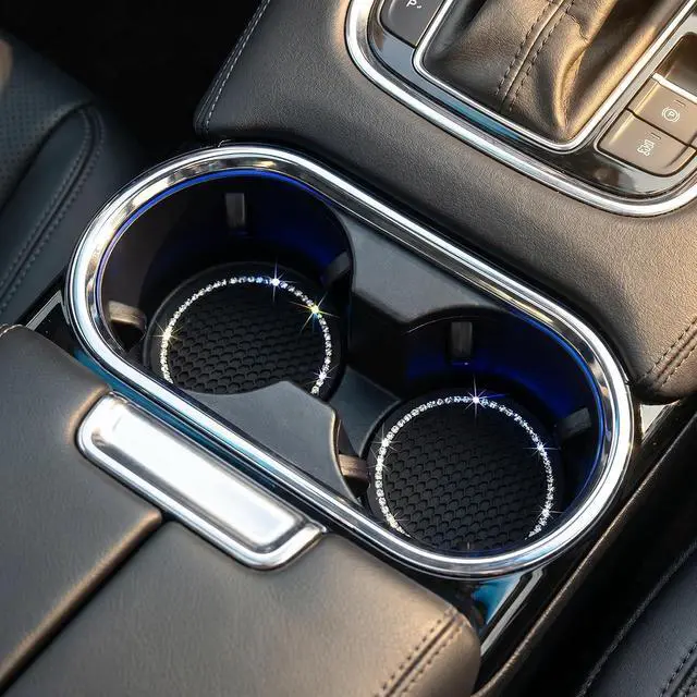Alt view image 4 of 6 - Car Cup Holder Coasters, Bling Cup Holder Insert Coaster Car Interior Accessories-2.75 inch Silicone Anti Slip Car Coaster-Universal (Pack of 2) DBlosp
