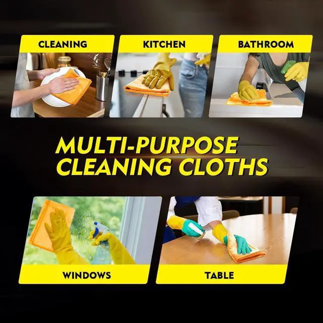 Alt view image 7 of 7 - HOMEXCEL Yellow Microfiber Cleaning Cloths 12 Pack, 12.5 x 12.5 inch Microfiber Towel for Cars, Ultra Absorbent Car Washing Cloth, Lint Free Streak Free Cleaning Rags for Car, Kitchen, and Window