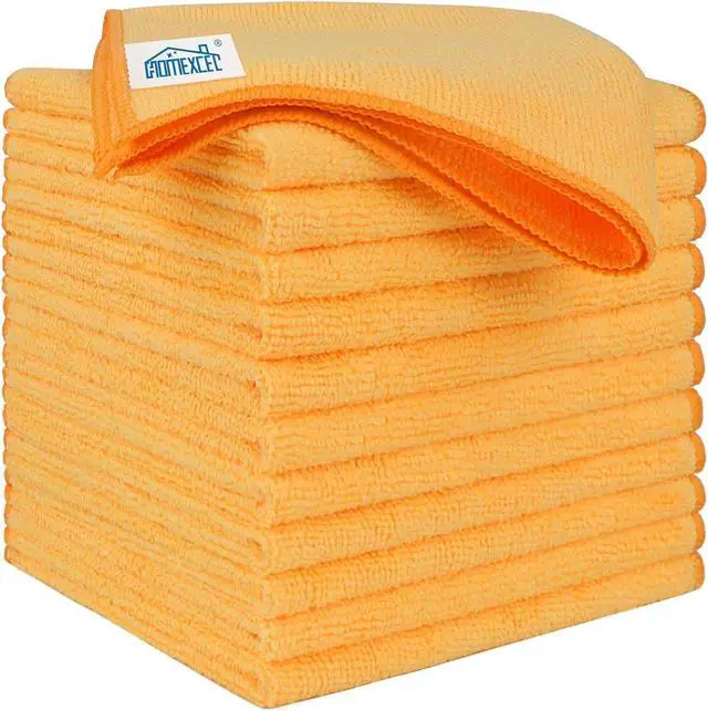 Main image of HOMEXCEL Yellow Microfiber Cleaning Cloths 12 Pack, 12.5 x 12.5 inch Microfiber Towel for Cars, Ultra Absorbent Car Washing Cloth, Lint Free Streak Free Cleaning Rags for Car, Kitchen, and Window