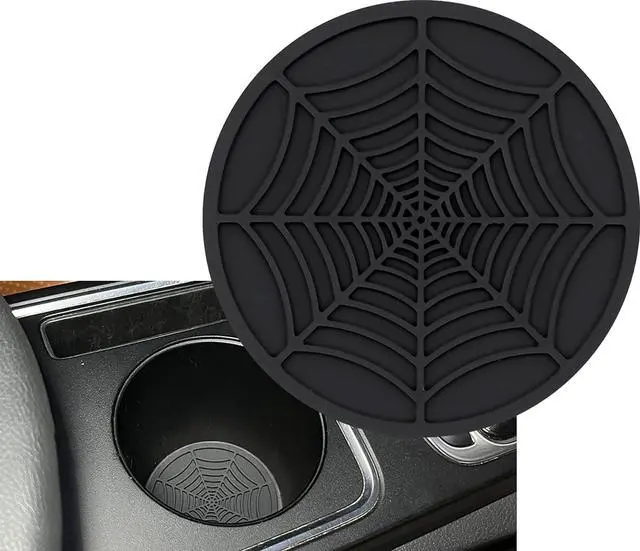 Main image of Car Cup Holder Coaster, 1 Pack Universal Auto Anti Slip Cup Holder Insert Ornaments Coaster, Durable, Suitable for Most Car Interior Accessories (Black-Spider Web Cup holder-1pack)