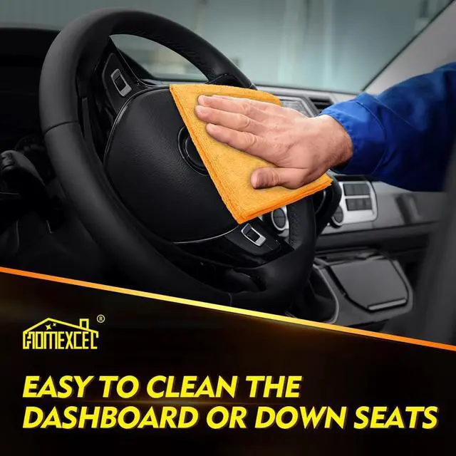 Alt view image 5 of 7 - HOMEXCEL Yellow Microfiber Cleaning Cloths 12 Pack, 12.5 x 12.5 inch Microfiber Towel for Cars, Ultra Absorbent Car Washing Cloth, Lint Free Streak Free Cleaning Rags for Car, Kitchen, and Window