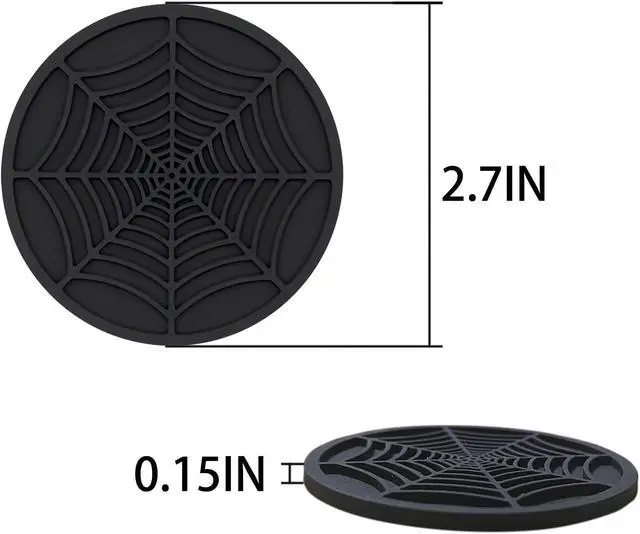 Alt view image 6 of 6 - Car Cup Holder Coaster, 1 Pack Universal Auto Anti Slip Cup Holder Insert Ornaments Coaster, Durable, Suitable for Most Car Interior Accessories (Black-Spider Web Cup holder-1pack)