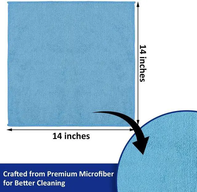 Alt view image 4 of 6 - Microfiber Cleaning Cloths (12-Pack), 14" x 14", Ultra Absorbent, Lint-Free, Streak-Free, Reusable, Ideal for Car, Kitchen, Window, and Household Cleaning (Orange/Yellow/Green/Blue)