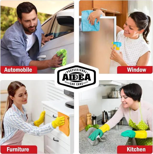 Alt view image 5 of 7 - AIDEA Microfiber Cleaning Cloth 12 Pack, Microfiber Towels for Cars, Soft & Absorbent Cleaning Rags, Premium Lint Free Shop Towels for House, Kitchen, Car, 12inx16in