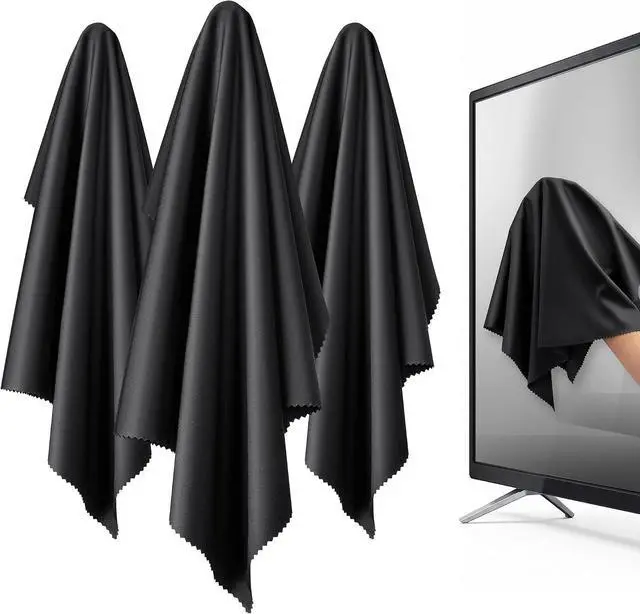Main image of XL Premium Screen Cleaning Cloth 16"X16" 3 Pack Microfiber TV Screen Cleaner Cloth for OLED LED TVs, Computer Monitors, Laptops, Tablets & Car Displays, Lint-Free Streak-Free, Black