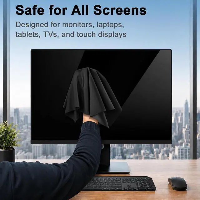 Alt view image 3 of 7 - XL Premium Screen Cleaning Cloth 16"X16" 3 Pack Microfiber TV Screen Cleaner Cloth for OLED LED TVs, Computer Monitors, Laptops, Tablets & Car Displays, Lint-Free Streak-Free, Black