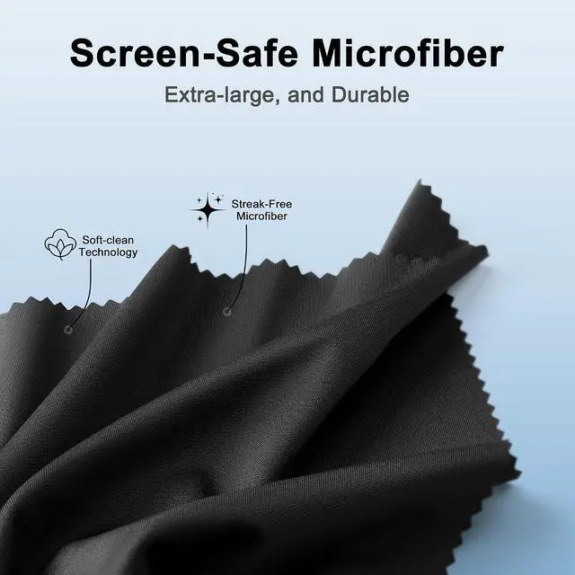 Alt view image 6 of 7 - XL Premium Screen Cleaning Cloth 16"X16" 3 Pack Microfiber TV Screen Cleaner Cloth for OLED LED TVs, Computer Monitors, Laptops, Tablets & Car Displays, Lint-Free Streak-Free, Black