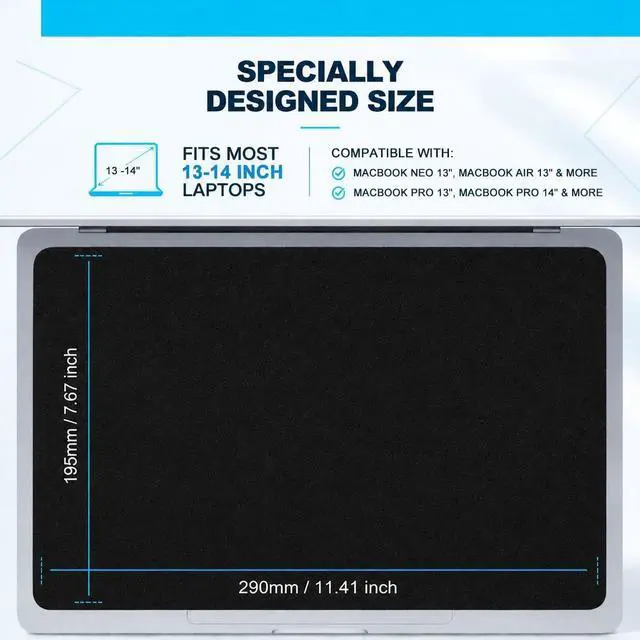 Alt view image 2 of 7 - MUBUY MacBook Accessories, Microfiber Cleaning Cloth for Mac Book Neo 13"/MacBook Pro 13" 14"/MacBook Air 13" Screens and Keyboards Fingerprint Protection,1 Pack-MacBook Keyboard Protector Cover
