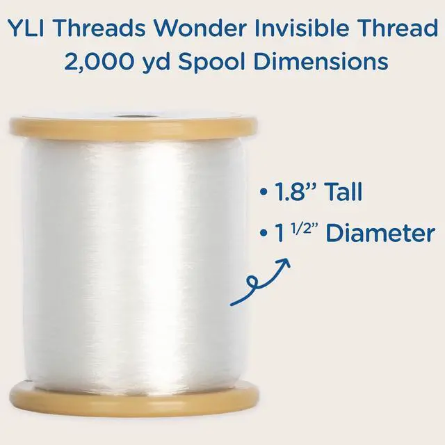 Alt view image 2 of 7 - YLI Threads Wonder Invisible Clear Nylon Monofilament Thread | Strong, Soft & Lightweight for Applique & Quilting 2000 Yard Spool