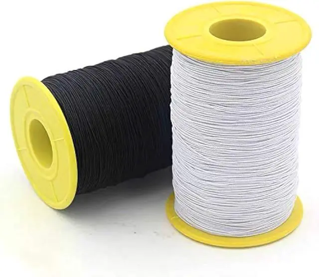 Main image of 2 PCS 0.5mm Elastic Sewing Thread for Sewing Machine, 1100 Yards Black and White Elastic Thread for Smocking, Shirring, Gathering, Stretchy Strings for Bracelets