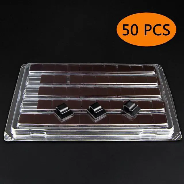 Alt view image 2 of 7 - SOULWIT 50 Pcs Self Adhesive Cable Management Clips, Cable Organizers Sticky Wire Clips Cord Holder for TV PC Laptop Ethernet Cable Desktop Home Office (Black)