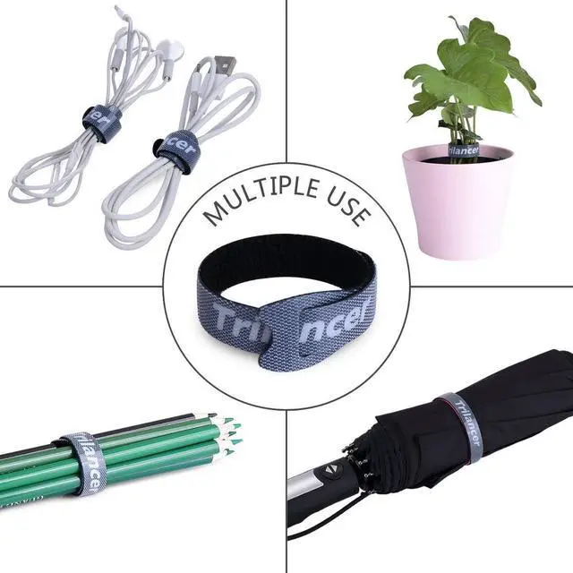 Alt view image 7 of 7 - Trilancer Reusable Cable Straps Wire Ties, Pack of 50 Adjustable Cord Fastener Cable Organizer, 8 Inches (Black) | Adjustable Cord Fasteners for Wire Management and Cable Organization, Black