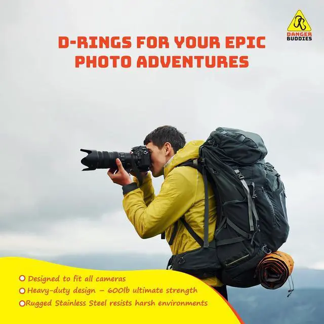 Alt view image 6 of 7 - Camera Carabiner D-Ring Lanyard Tether - Easily Attach a Carabiner or Strap to Your Camera with This 1/4-20 Tripod Mount D-Ring (1-Pack)