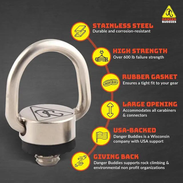 Alt view image 2 of 7 - Camera Carabiner D-Ring Lanyard Tether - Easily Attach a Carabiner or Strap to Your Camera with This 1/4-20 Tripod Mount D-Ring (1-Pack)