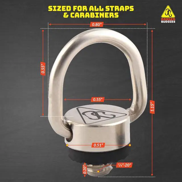 Alt view image 4 of 7 - Camera Carabiner D-Ring Lanyard Tether - Easily Attach a Carabiner or Strap to Your Camera with This 1/4-20 Tripod Mount D-Ring (1-Pack)