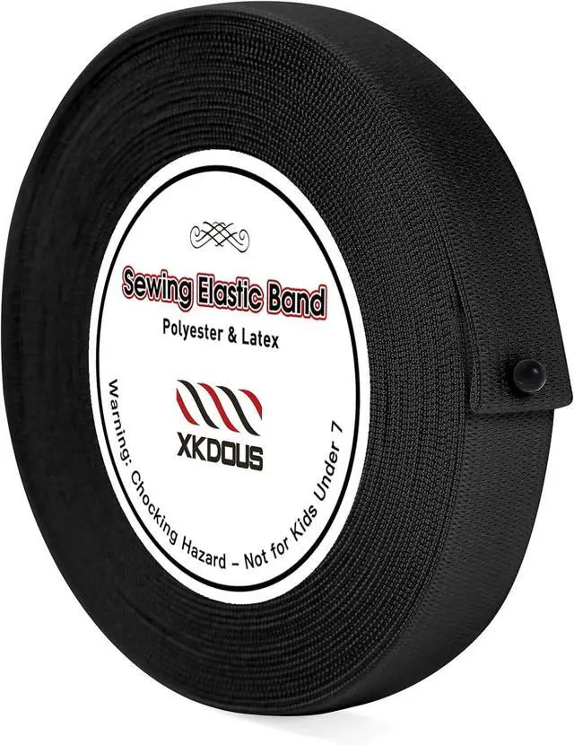 Main image of XKDOUS Elastic Band for Sewing, 0.6 Inch 14 Yards, Black | Knit Elastic Bands for Sewing Waistband Clothes and Pants Waist, High Elasticity
