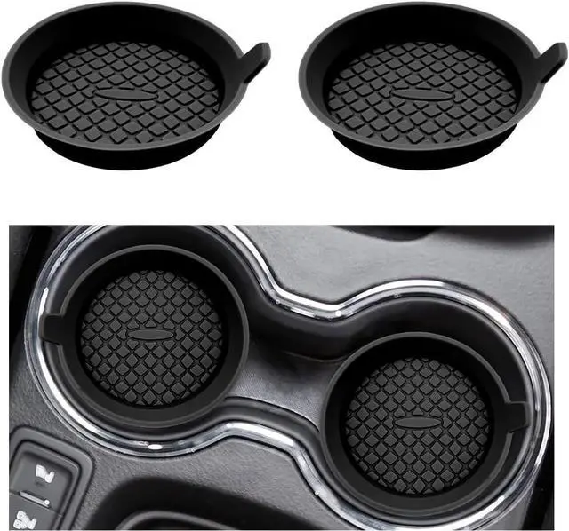 Main image of Ohleats 2 PCS Car Cup Coaster, 2.75 Inch Silicone Non-Slip Auto Cup Holder Insert Coasters, Universal Recessed Drink Cup Mat for Most Vehicles, Interior Decor Car Accessories (Black)