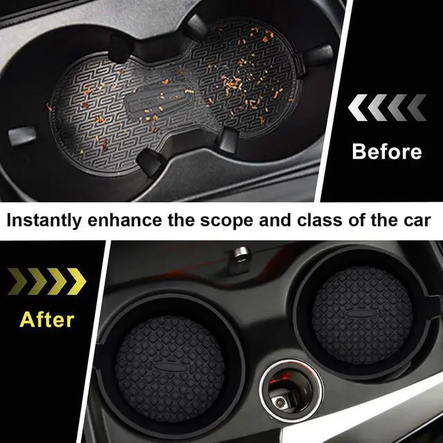 Alt view image 4 of 6 - Ohleats 2 PCS Car Cup Coaster, 2.75 Inch Silicone Non-Slip Auto Cup Holder Insert Coasters, Universal Recessed Drink Cup Mat for Most Vehicles, Interior Decor Car Accessories (Black)