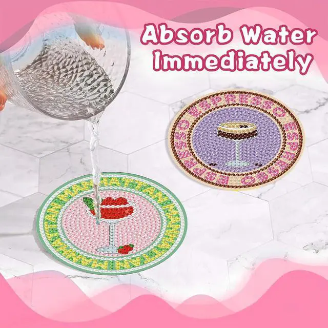 Alt view image 4 of 7 - Cocktail Diamond Art Coasters Kits, Diamond Painting Coasters with Holder | DIY Cocktail Coaster Gem Art Crafts Supplies for Adults Beginners Set of 8, Cup Mat with Nice Gift Box for Home Decor 3.9 in