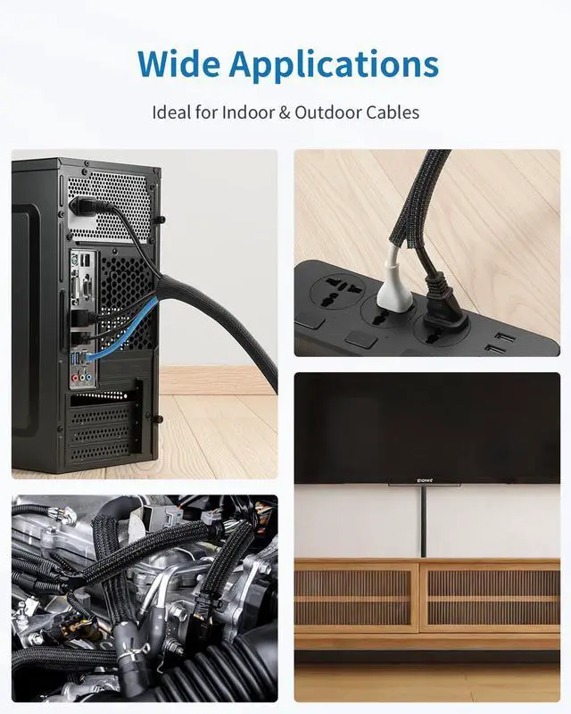 Alt view image 6 of 7 - Yecaye 10ft - 1/2 inch Cord Protectors from Pets no Chew, Black | Split Cable Management Sleeves, Wire Loom Tubing for TV USB Cord Protector, Cord Covers for Pets Bite-Resistant