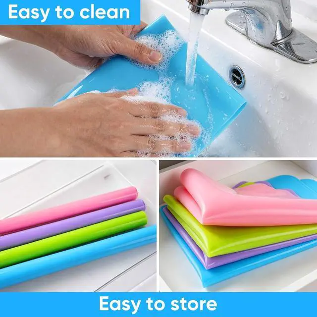 Alt view image 6 of 7 - HiGift 4 Pack Silicone Mats for Crafts, Silicone Sheet for Crafts Resin Jewelry Casting Mat Pad, Waterproof Nonstick Heat-Resistant, Blue, Pink, Purple, Green (15.7'' x 11.8'' & 11.6'' x 8.3'')