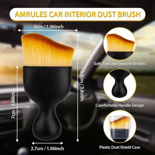 Alt view image 2 of 7 - Amrules 2 Pcs Car Interior Detailing Brush Cleaning Tools, Brown | Soft Bristles Gently Clean Dust & Dirt, Gentle on Surfaces, for Dash, Leather, Skylight & Vents, Lightweight, Easy to Use