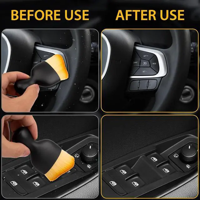 Alt view image 4 of 7 - Amrules 2 Pcs Car Interior Detailing Brush Cleaning Tools, Brown | Soft Bristles Gently Clean Dust & Dirt, Gentle on Surfaces, for Dash, Leather, Skylight & Vents, Lightweight, Easy to Use
