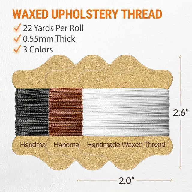 Alt view image 3 of 6 - VONEEDL Upholstery Repair Kit: Waxed Sewing Thread (3 Colors) & Heavy Duty Needles (11 PCS) for Leather, Canvas & Quilting Thread