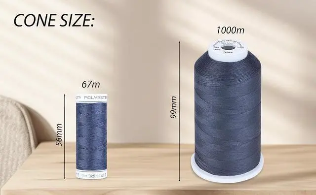 Alt view image 2 of 7 - Simthread Heavy Duty Blue Jeans Thread 20 Weight 3-Ply for Denim Sewing | Core-Spun Polyester, 67 Meters 6 Colors Pack for Household Thick Fabric
