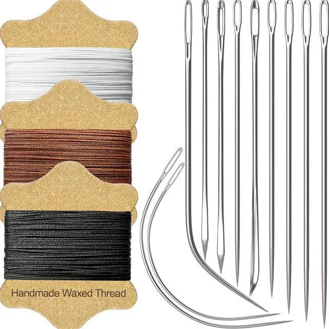 Main image of VONEEDL Upholstery Repair Kit: Waxed Sewing Thread (3 Colors) & Heavy Duty Needles (11 PCS) for Leather, Canvas & Quilting Thread