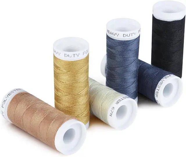 Alt view image 4 of 7 - Simthread Heavy Duty Blue Jeans Thread 20 Weight 3-Ply for Denim Sewing | Core-Spun Polyester, 67 Meters 6 Colors Pack for Household Thick Fabric